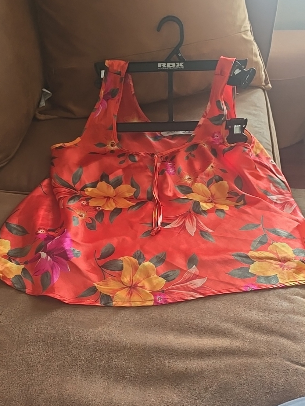 Victoria's Secret Orange Floral Shorts & Tank Sleepware.